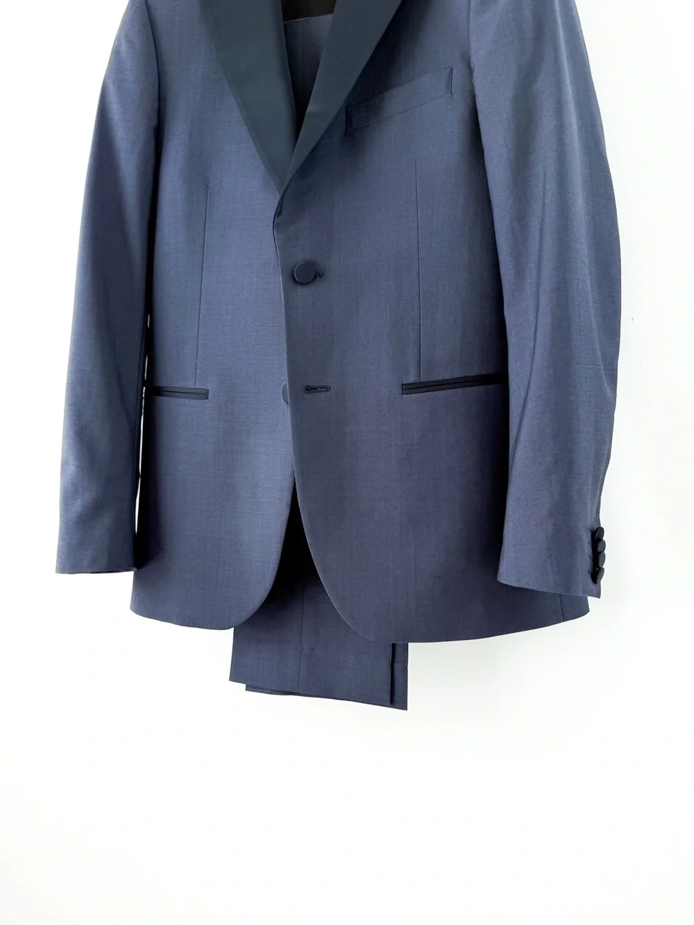 Paul Smith Men's Soho Fit Navy Peak Satin Lapel Suit Tuxedo Italian Wool 38R